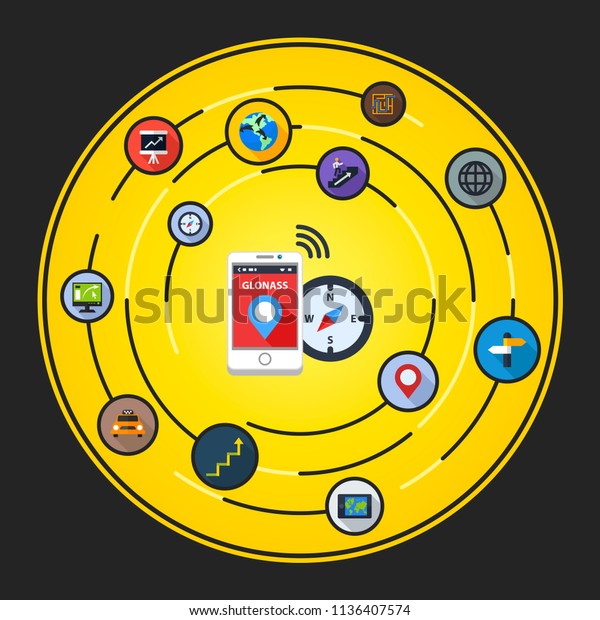 Glonass Flat Icons Concept Vector Illustration Stock Vector (Royalty ...