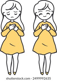 From Gloom to Glow Girl Changing Moods Moments. Ideal for use in educational materials about emotions, psychological discussions, or as part of storytelling projects.