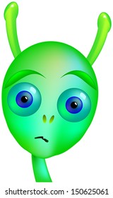 Gloomy Alien - Young, insecure, sad teenage alien. Isolated vector on white background. 