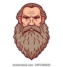 lúgubre hombre barbudo, Ilustración vectorial