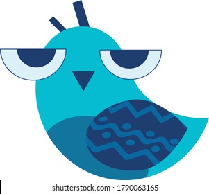 The gloomy bluebird looks at you. Made in flat vector style.