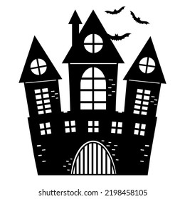 Gloomy Castle for Halloween, Color isolated Vector illustration of kawaii cartoon.