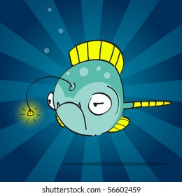 gloomy deep-water fish with flashlight