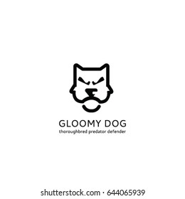 Gloomy dog logo. Dog vector icon. Dog logo