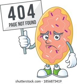gloomy face of bread cartoon character with 404 boards. Vector illustration