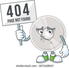 gloomy face of compact disk cartoon character with 404 boards. Vector illustration