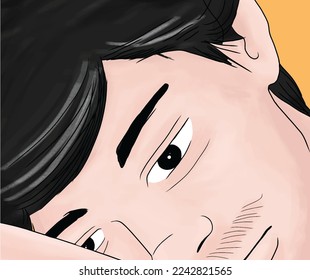 la cara pesimista de un joven pobre