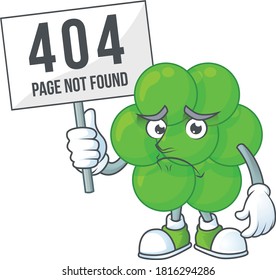 gloomy face of staphylococcus aureus cartoon character with 404 boards. Vector illustration