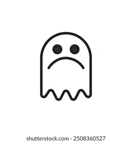 Gloomy ghost, cute design illustration, simple flat icon vector illustration. 