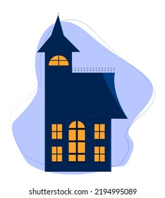 Gloomy house. Simple composition isolated object. Flat style.
