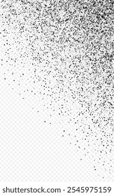 Fondo Transparente De Vector De Ruido Sombrío. Catálogo redondo granulado hosco. Tarjeta de polvo dispersa. Folleto dinámico de Black Grit. Pincel punteado. Revista Trendy Confetti.