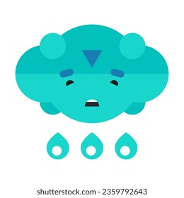 Gloomy rainy autumn cloud vector. Multicolored flat vector icon representing toys characters concept isolated on white background