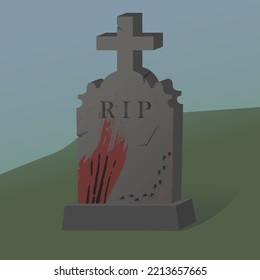 gloomy stone grave in vector