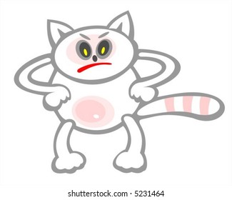 The gloomy stylized cat on a white background.