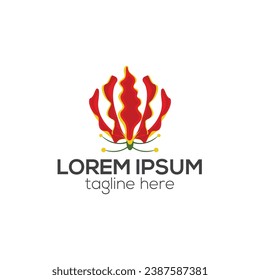 Gloriosa logo, flame lily or fire lily flower logo design isolated vector template
