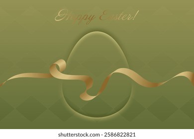 Glorious Easter. The dynamic movement of a gold ribbon brings elegance to this festive Easter card with soft, muted green hues.