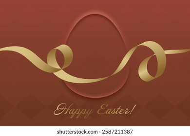 Glorious Easter. Festive red Easter card, golden ribbon, resurrection, faith, celebration, divine joy, church ceremony, traditional blessing, spirituality, prayer.