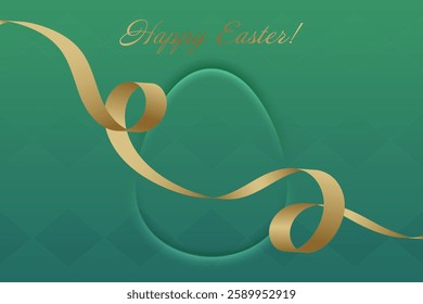 Glorious Easter. The gold ribbon sways across a soft green backdrop, creating a luxurious Easter greeting that symbolizes faith and joy.