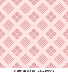 Glorious Elegance Geometric Ethnic Diamond Florals Sweet Pink Blooming Seamless Pattern Vector. Luxury Traditional Chevron Design for Wallpaper Silk Weaves Hand Craft Fabrics Texture Textiles Mosaic.