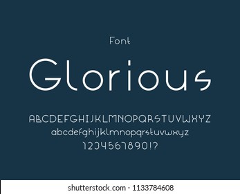 Glorious font. Vector alphabet letters and numbers. Typeface design. 
