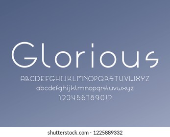 Glorious font. Vector alphabet letters and numbers. Typeface design. 

