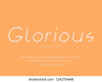 Glorious font. Vector alphabet letters and numbers. Typeface design. 