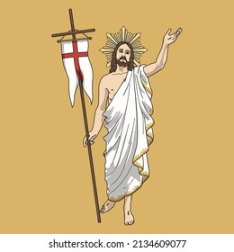 Glorious Risen Jesus Christ Colored Vector Illustration