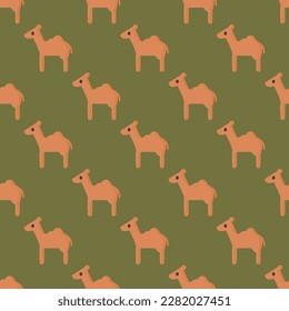 Glorious square tile with an amusing animal picture. Seamless pattern with camel on umber background. Design for a business card with an animal design.