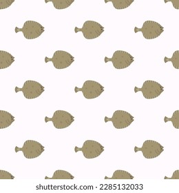 Glorious square tile with an amusing animal picture. Seamless pattern with flounder on lavender blush background. Design for a tote bag with an animal silhouette.