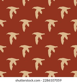 Glorious square tile with an amusing animal picture. Seamless pattern with bird petrel shape on burlywood background. Design for a tote bag with an animal motif.