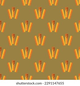 Glorious square tile with an amusing food picture. Seamless pattern with churros on peru background. Design for websites to create a unique and attractive design.
