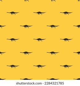 Ruhige quadratische Kachel mit einem fröhlichen Tierbild. Nahtloses Muster mit Leyesaurus-Form auf Sandsturmhintergrund. Design für Postkarten mit Bildern exotischer Tiere.