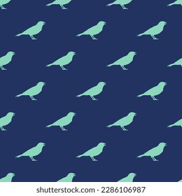 Glorious square tile showcasing a cheerful animal picture. Seamless pattern with anis bird shape on st. patrick's blue background. Design for a greeting card featuring an animal.