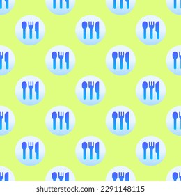 Glorious square tile showcasing a cheerful food picture. Seamless pattern with cutlery on medium spring bud background. Design for websites to make them look creative and memorable.