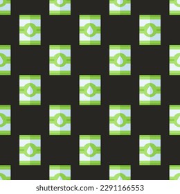Glorious square tile showcasing a cheerful food picture. Seamless pattern with milk on black leather jacket background. Design for a polka dot wallpaper.
