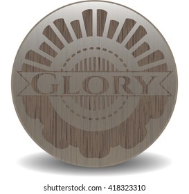 Glory badge with wood background