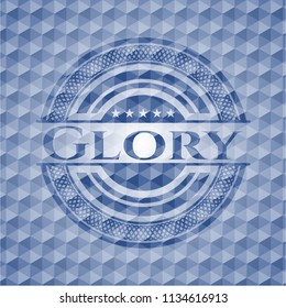 Glory blue polygonal emblem.