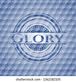 Glory blue polygonal emblem.