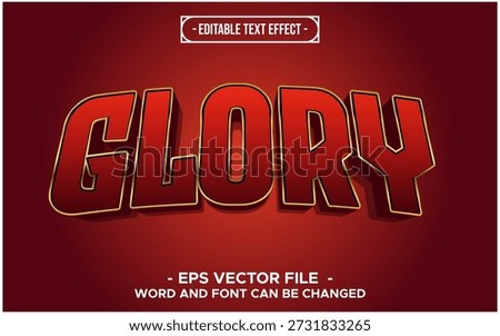 Glory Editable Text Effect with Red Gold 3D Typography Vector