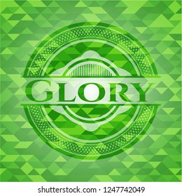 Glory green emblem with triangle mosaic background