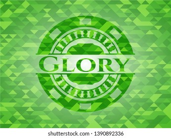 Glory green mosaic emblem. Vector Illustration. Detailed.