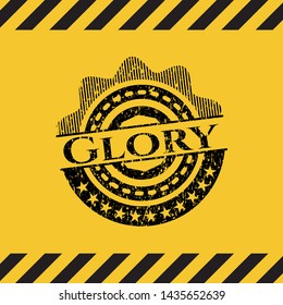 Glory grunge warning sign emblem. Vector Illustration. Detailed.