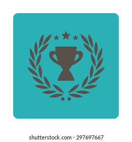 Glory icon from Award Buttons OverColor Set. Icon style is grey and cyan colors, flat rounded square button, white background.