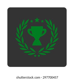 Glory icon from Award Buttons OverColor Set. Icon style is green and gray colors, flat rounded square button, white background.