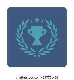Glory icon from Award Buttons OverColor Set. Icon style is cyan and blue colors, flat rounded square button, white background.