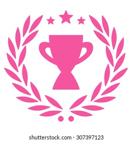 Glory icon. Vector style is flat symbols, pink color, rounded angles, white background.