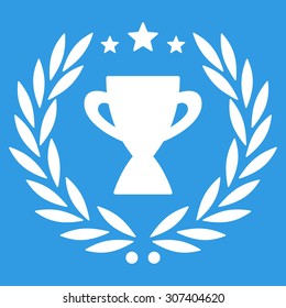 Glory icon. Vector style is flat symbols, white color, rounded angles, blue background.