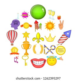 Glory icons set. Cartoon set of 25 glory vector icons for web isolated on white background