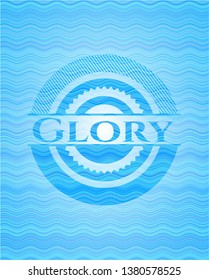 Glory light blue water wave badge.