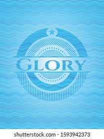 Glory light blue water wave style emblem. Vector Illustration. Detailed.